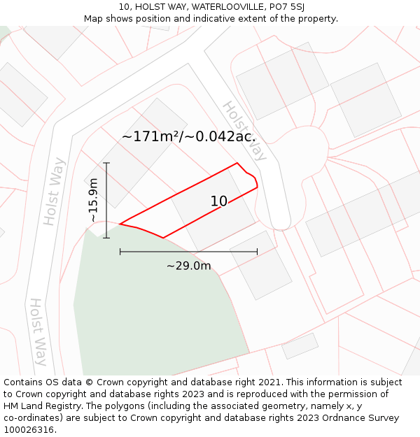 10, HOLST WAY, WATERLOOVILLE, PO7 5SJ: Plot and title map