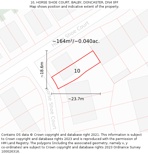 10, HORSE SHOE COURT, BALBY, DONCASTER, DN4 0FF: Plot and title map