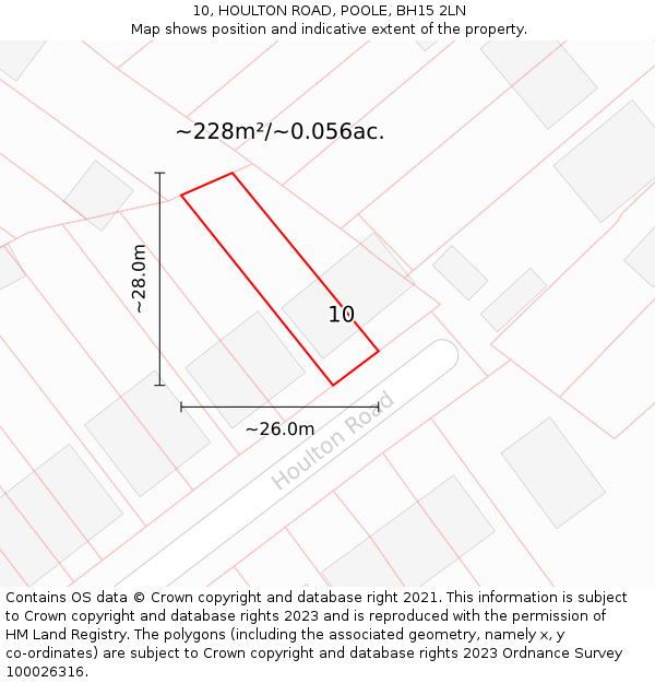 10, HOULTON ROAD, POOLE, BH15 2LN: Plot and title map