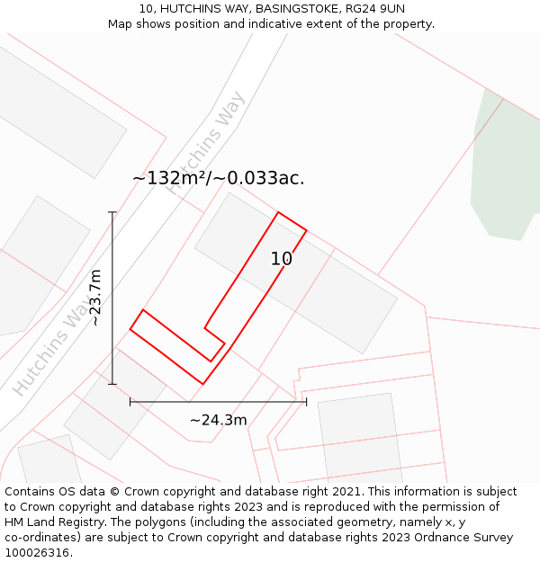 10, HUTCHINS WAY, BASINGSTOKE, RG24 9UN: Plot and title map