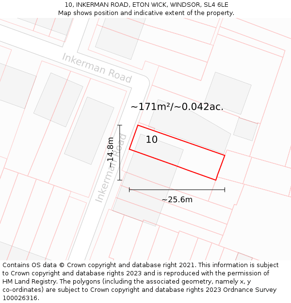 10, INKERMAN ROAD, ETON WICK, WINDSOR, SL4 6LE: Plot and title map