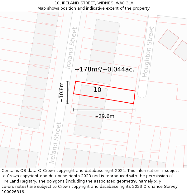 10, IRELAND STREET, WIDNES, WA8 3LA: Plot and title map