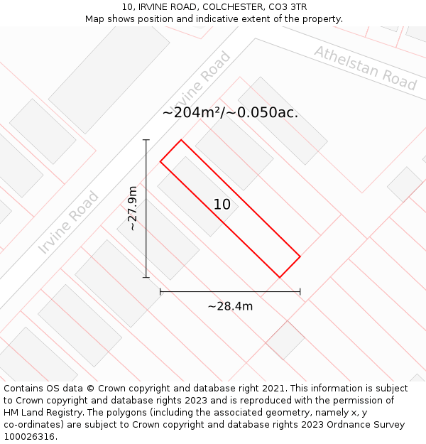 10, IRVINE ROAD, COLCHESTER, CO3 3TR: Plot and title map