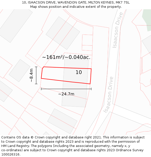 10, ISAACSON DRIVE, WAVENDON GATE, MILTON KEYNES, MK7 7SL: Plot and title map