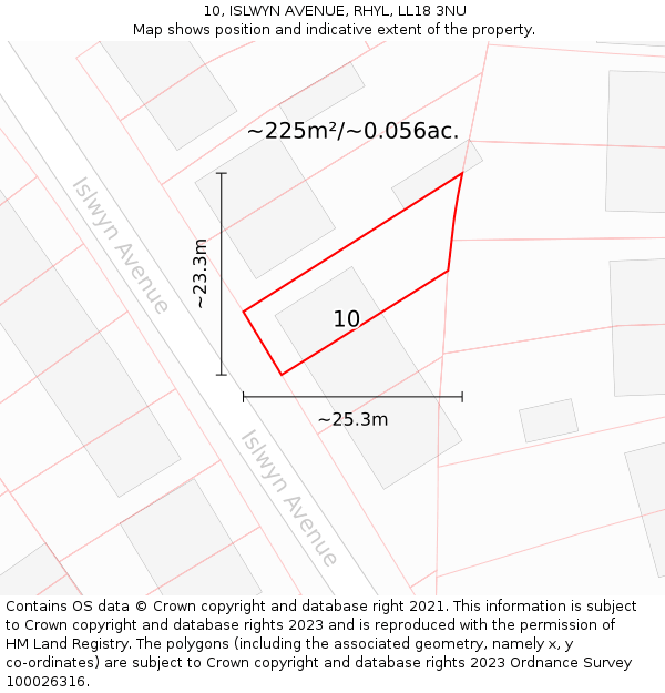 10, ISLWYN AVENUE, RHYL, LL18 3NU: Plot and title map