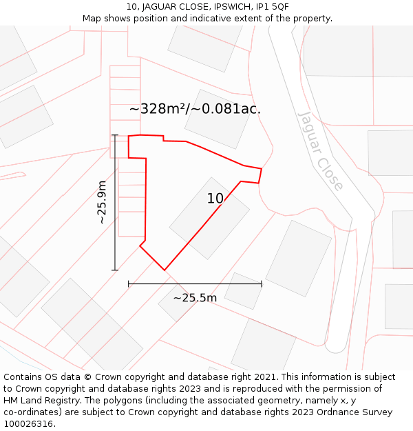 10, JAGUAR CLOSE, IPSWICH, IP1 5QF: Plot and title map