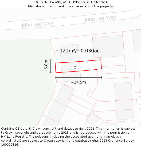 10, JOHN LEA WAY, WELLINGBOROUGH, NN8 2QA: Plot and title map