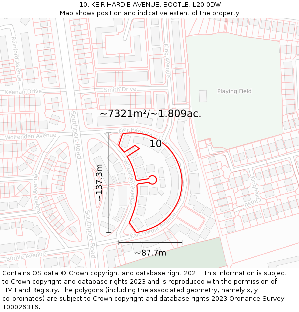10, KEIR HARDIE AVENUE, BOOTLE, L20 0DW: Plot and title map