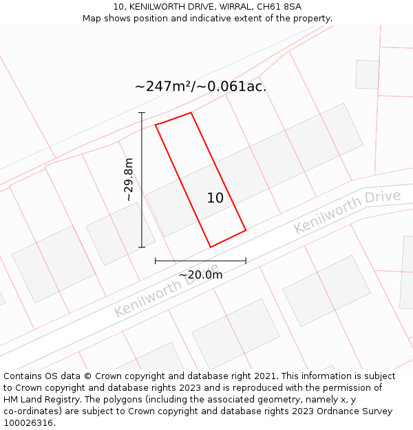 10, KENILWORTH DRIVE, WIRRAL, CH61 8SA: Plot and title map