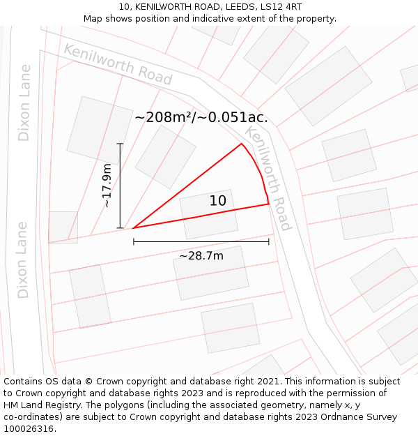 10, KENILWORTH ROAD, LEEDS, LS12 4RT: Plot and title map