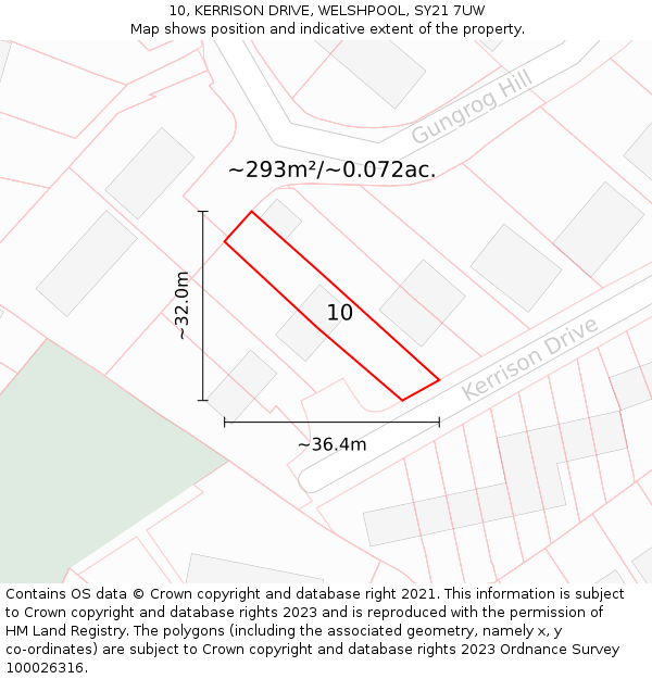 10, KERRISON DRIVE, WELSHPOOL, SY21 7UW: Plot and title map