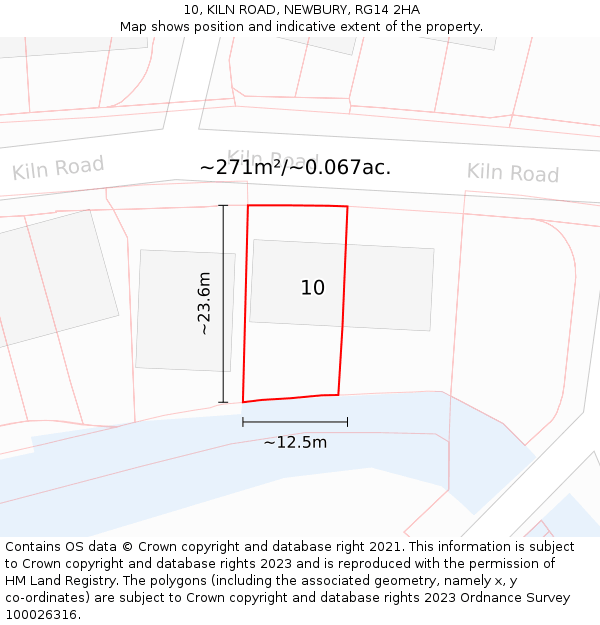 10, KILN ROAD, NEWBURY, RG14 2HA: Plot and title map