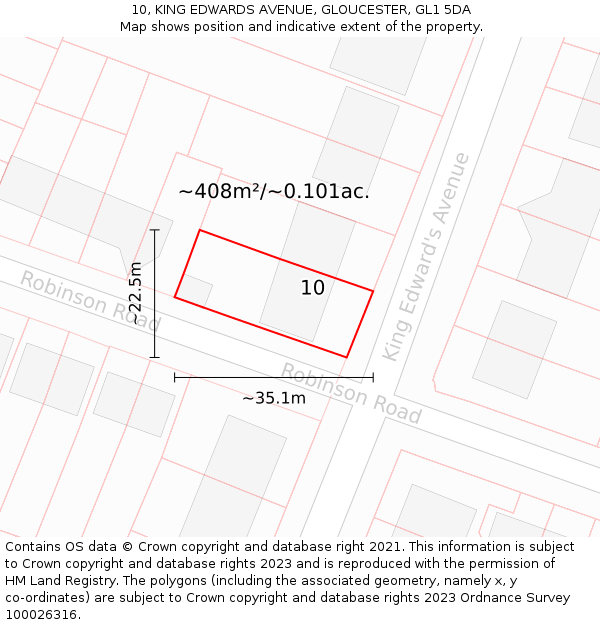 10, KING EDWARDS AVENUE, GLOUCESTER, GL1 5DA: Plot and title map