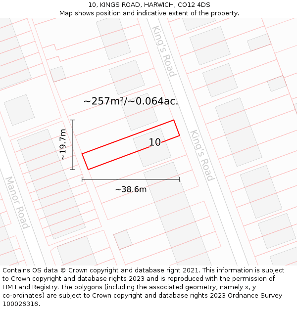 10, KINGS ROAD, HARWICH, CO12 4DS: Plot and title map