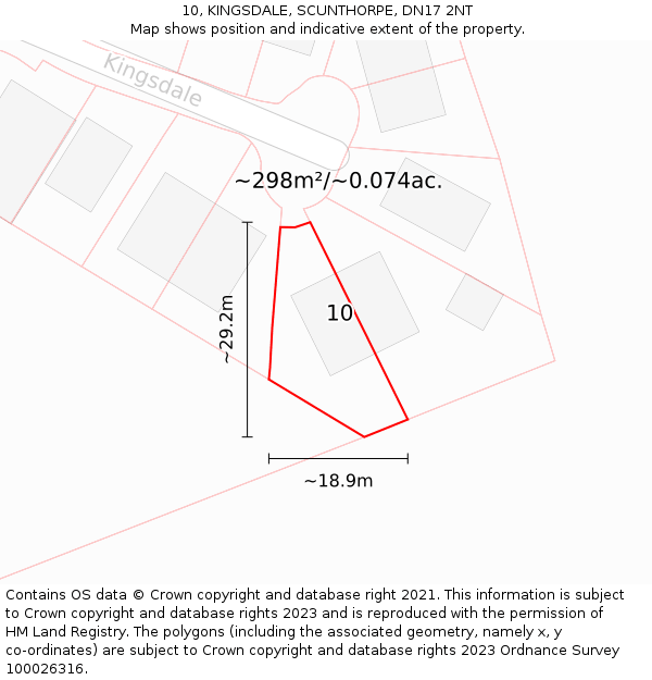 10, KINGSDALE, SCUNTHORPE, DN17 2NT: Plot and title map