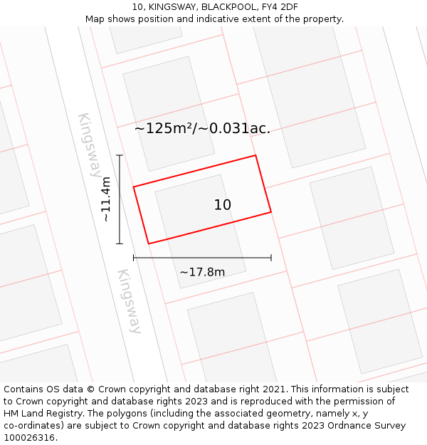 10, KINGSWAY, BLACKPOOL, FY4 2DF: Plot and title map