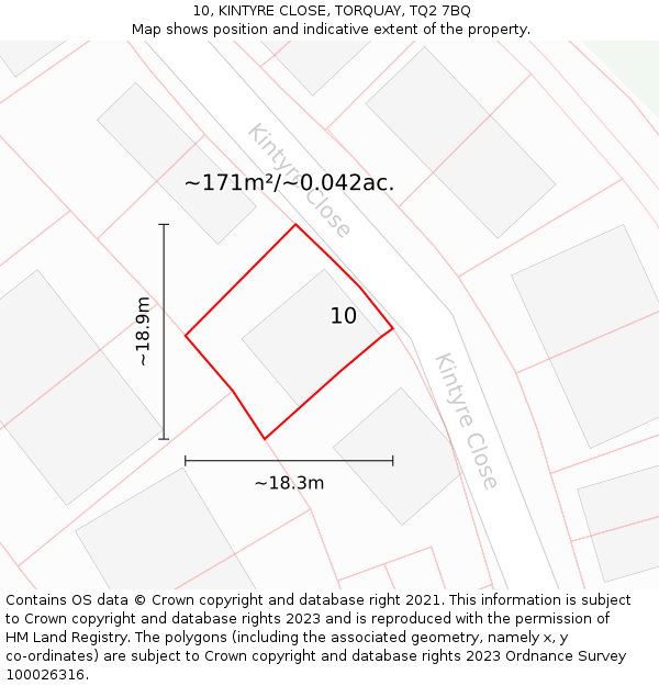 10, KINTYRE CLOSE, TORQUAY, TQ2 7BQ: Plot and title map