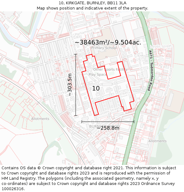 10, KIRKGATE, BURNLEY, BB11 3LA: Plot and title map