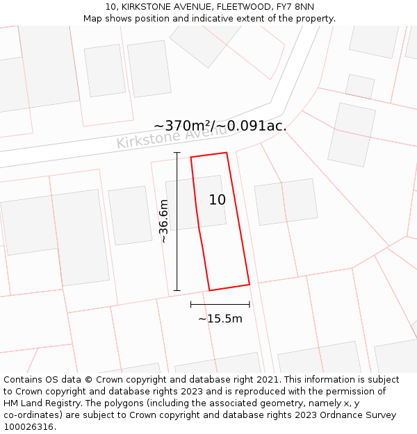 10, KIRKSTONE AVENUE, FLEETWOOD, FY7 8NN: Plot and title map