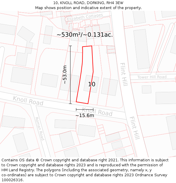 10, KNOLL ROAD, DORKING, RH4 3EW: Plot and title map