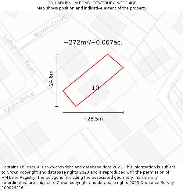 10, LABURNUM ROAD, DEWSBURY, WF13 4QF: Plot and title map