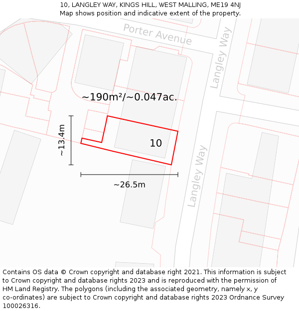 10, LANGLEY WAY, KINGS HILL, WEST MALLING, ME19 4NJ: Plot and title map