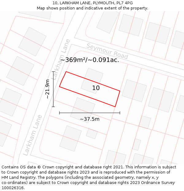 10, LARKHAM LANE, PLYMOUTH, PL7 4PG: Plot and title map