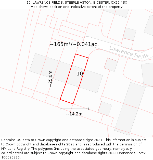 10, LAWRENCE FIELDS, STEEPLE ASTON, BICESTER, OX25 4SX: Plot and title map