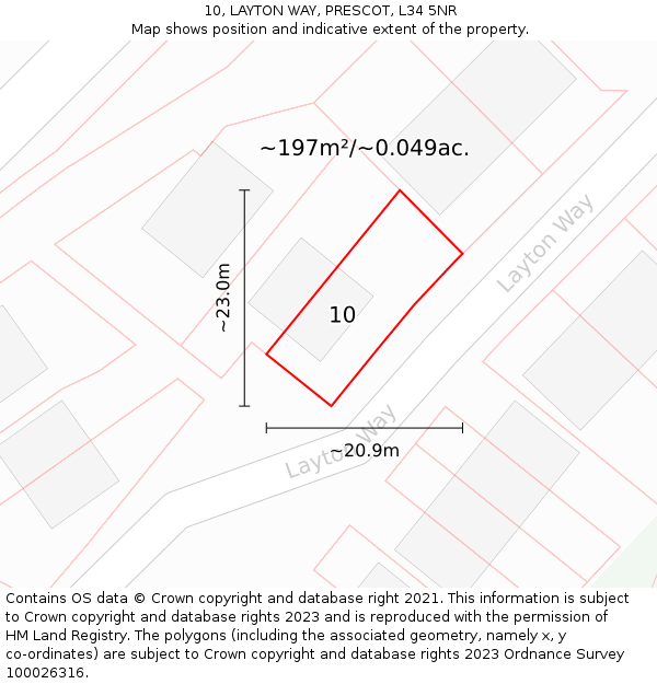 10, LAYTON WAY, PRESCOT, L34 5NR: Plot and title map