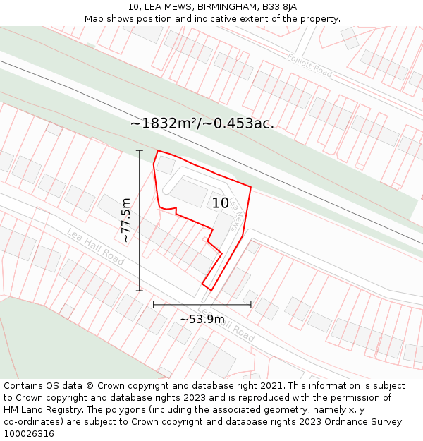 10, LEA MEWS, BIRMINGHAM, B33 8JA: Plot and title map