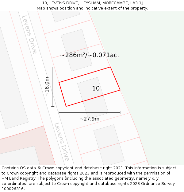 10, LEVENS DRIVE, HEYSHAM, MORECAMBE, LA3 1JJ: Plot and title map