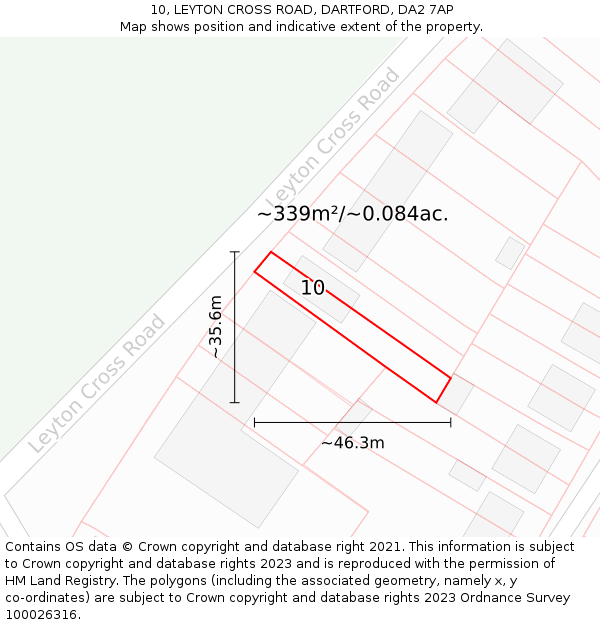 10, LEYTON CROSS ROAD, DARTFORD, DA2 7AP: Plot and title map