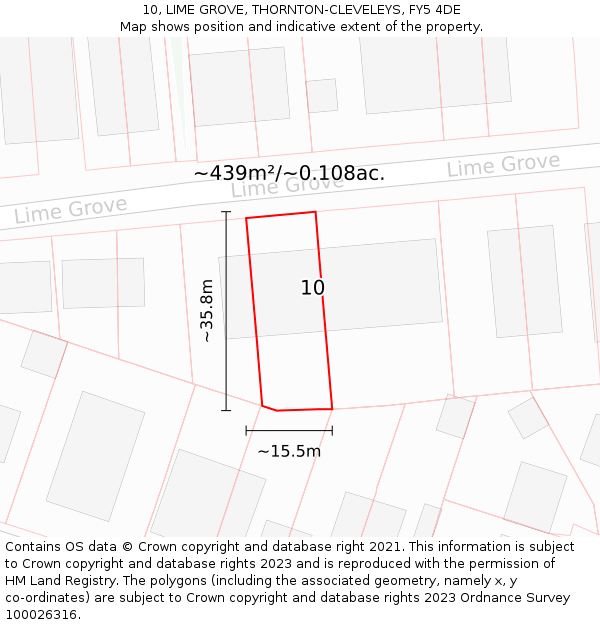 10, LIME GROVE, THORNTON-CLEVELEYS, FY5 4DE: Plot and title map