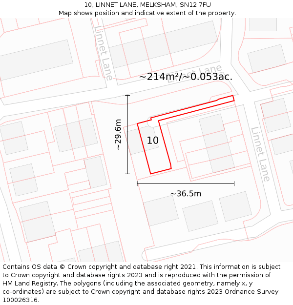 10, LINNET LANE, MELKSHAM, SN12 7FU: Plot and title map