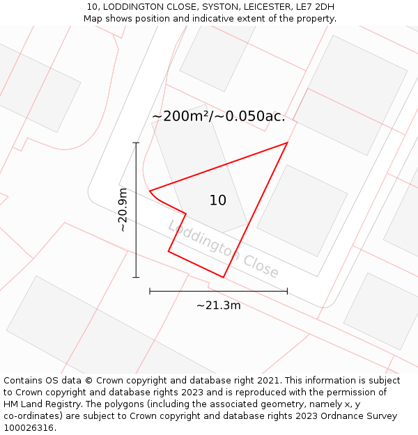 10, LODDINGTON CLOSE, SYSTON, LEICESTER, LE7 2DH: Plot and title map