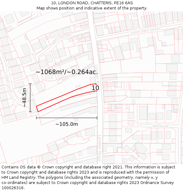 10, LONDON ROAD, CHATTERIS, PE16 6AS: Plot and title map