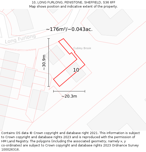 10, LONG FURLONG, PENISTONE, SHEFFIELD, S36 6FF: Plot and title map