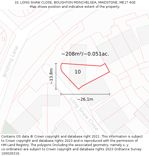 10, LONG SHAW CLOSE, BOUGHTON MONCHELSEA, MAIDSTONE, ME17 4GE: Plot and title map