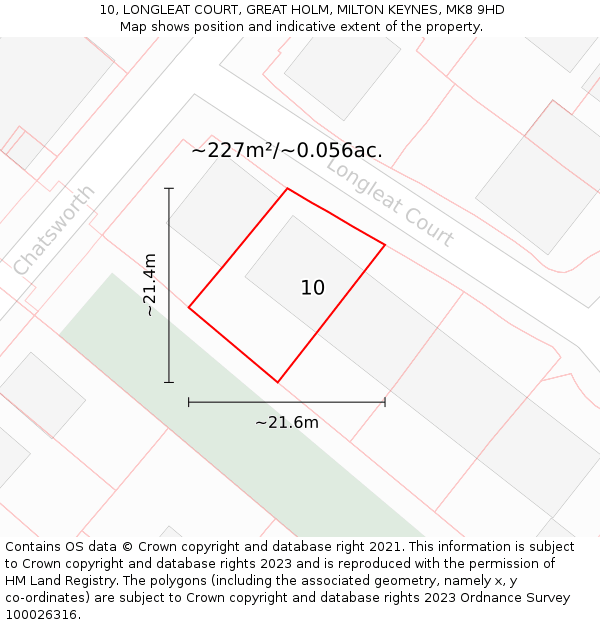 10, LONGLEAT COURT, GREAT HOLM, MILTON KEYNES, MK8 9HD: Plot and title map