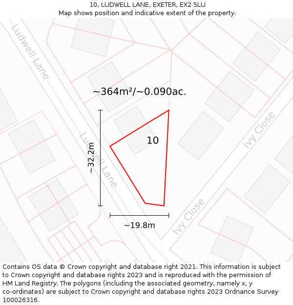 10, LUDWELL LANE, EXETER, EX2 5LU: Plot and title map