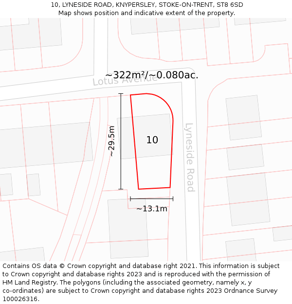 10, LYNESIDE ROAD, KNYPERSLEY, STOKE-ON-TRENT, ST8 6SD: Plot and title map