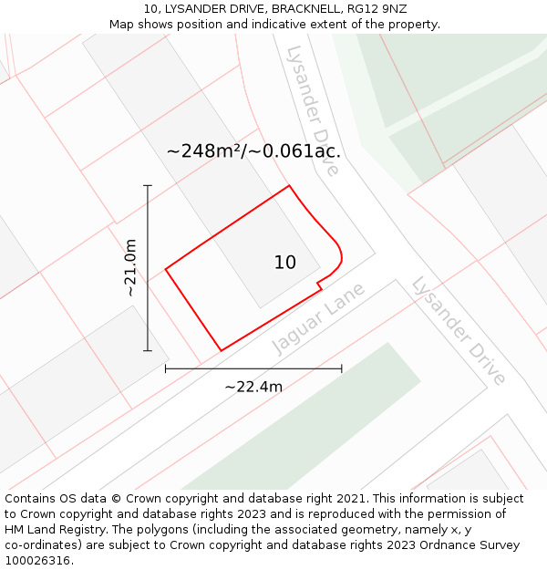 10, LYSANDER DRIVE, BRACKNELL, RG12 9NZ: Plot and title map