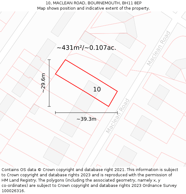 10, MACLEAN ROAD, BOURNEMOUTH, BH11 8EP: Plot and title map