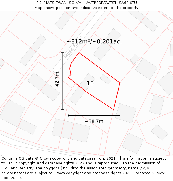 10, MAES EWAN, SOLVA, HAVERFORDWEST, SA62 6TU: Plot and title map