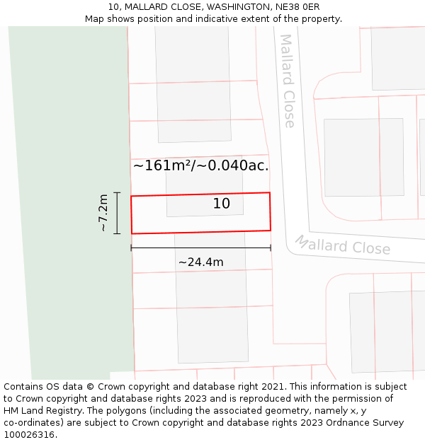 10, MALLARD CLOSE, WASHINGTON, NE38 0ER: Plot and title map