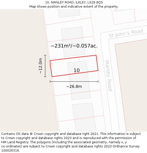 10, MANLEY ROAD, ILKLEY, LS29 8QS: Plot and title map