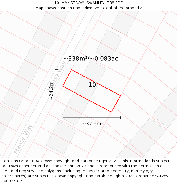 10, MANSE WAY, SWANLEY, BR8 8DD: Plot and title map
