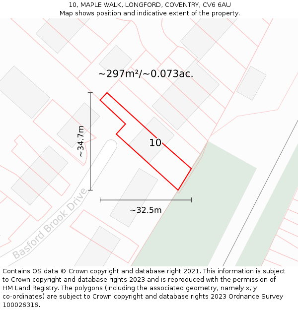 10, MAPLE WALK, LONGFORD, COVENTRY, CV6 6AU: Plot and title map