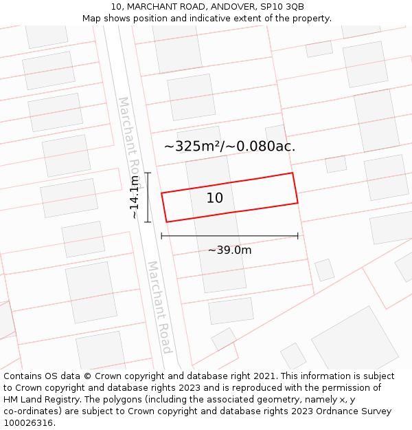 10, MARCHANT ROAD, ANDOVER, SP10 3QB: Plot and title map