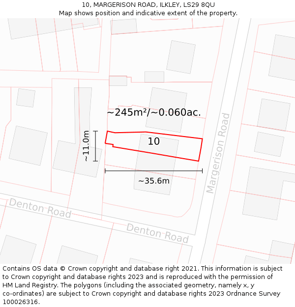 10, MARGERISON ROAD, ILKLEY, LS29 8QU: Plot and title map